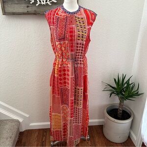 Anthropologie Tanvi Kedia Patchwork Sol Embellished Beaded Maxi Dress size L‎